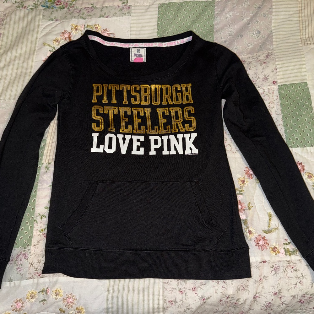 PINK Victoria's Secret Black and Gold Sweatshirt Pittsburgh Steelers